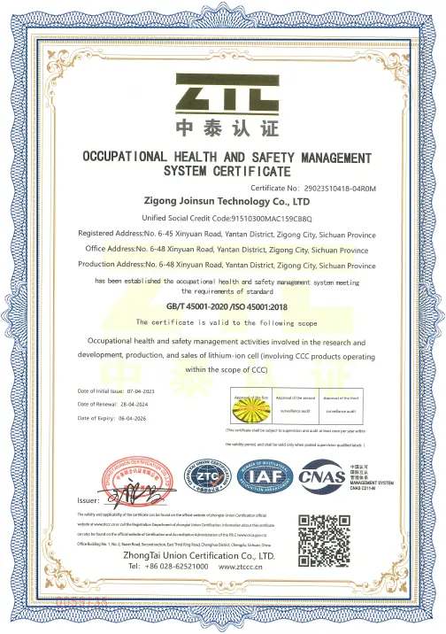 ISO45001:2018 Certificate